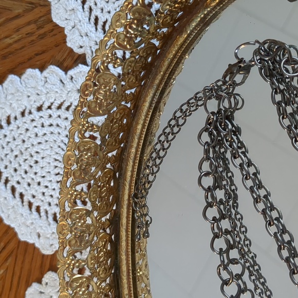 Pewter Tone and Faux Pearl Graduated Layer 17 Inch Necklace - Picture 2 of 9